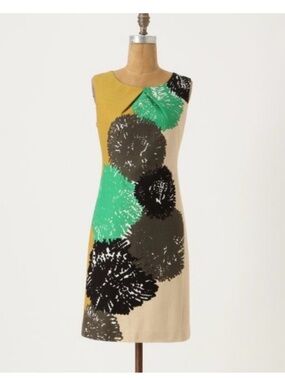 Tabitha / Anthropologie Pom Flower Shift Dress Size 6